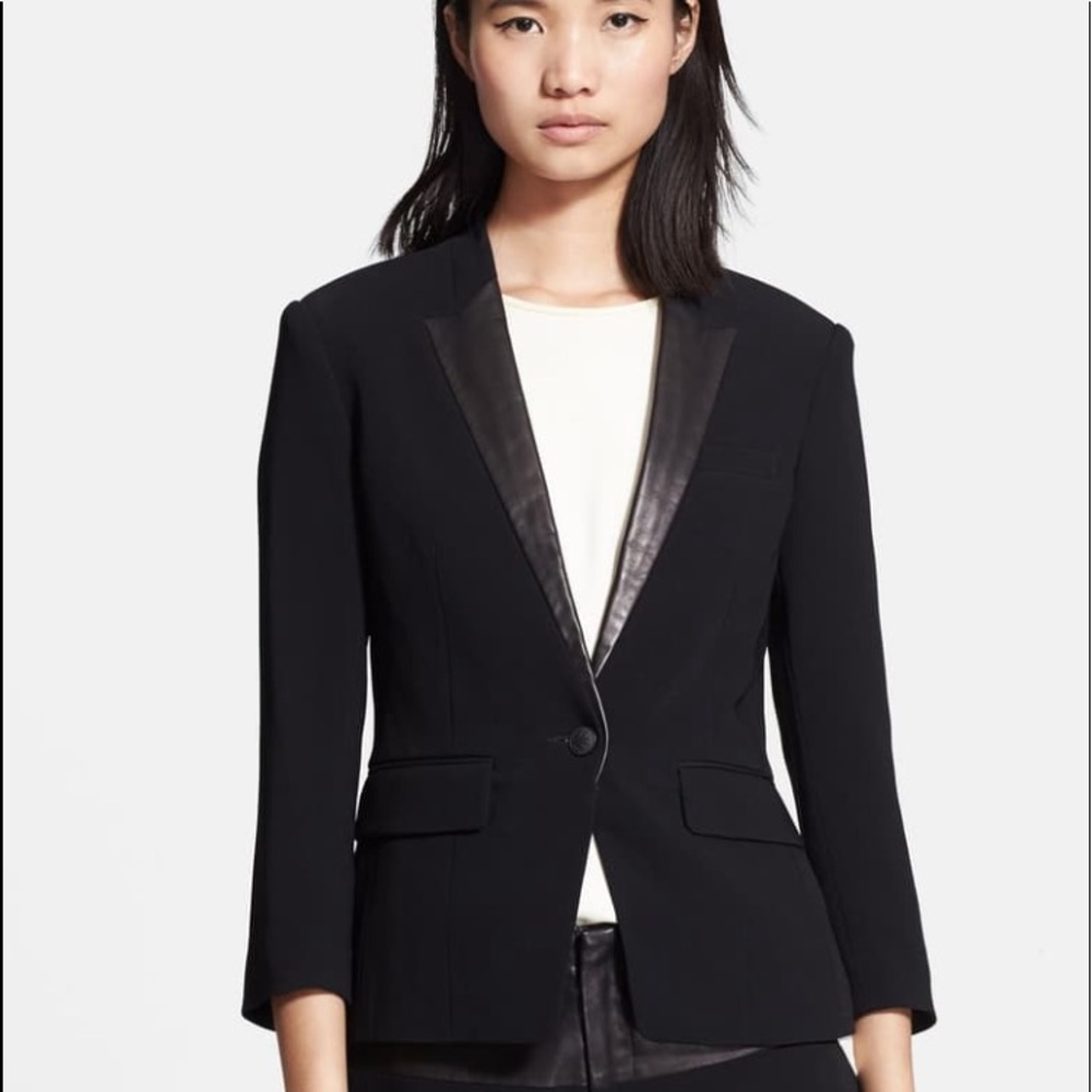 Rag & Bone Smith Tuxedo Leather Detailed Blazer 4